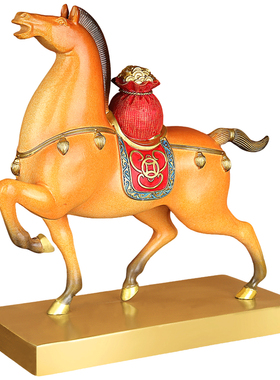 马上有钱黄铜马摆件生肖马到成功