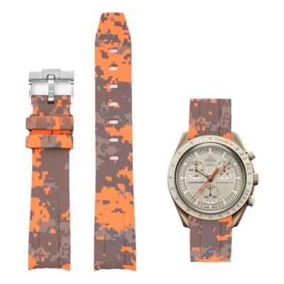 适配swatch omega表带迷彩橡胶弧形斯沃琪欧米茄联名款手表带硅胶