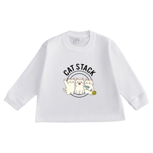 男童长袖t恤纯棉白色男宝宝ins风港风孩子内搭复古痞帅炸街软上衣