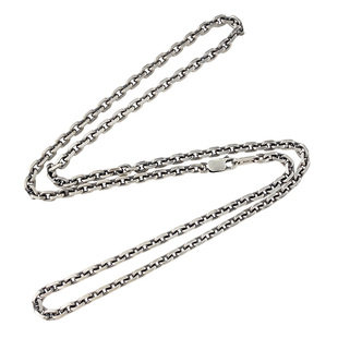 不拘日韩S925纯银4mm太角链男士项链高级感毛衣链复古日系银饰