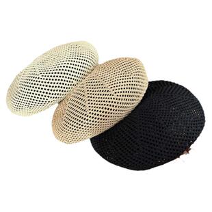 花少秦岚同款帽子法式镂空贝雷帽子女夏季文艺透气镂空编织画家帽