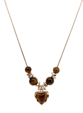 复古虎眼石吊坠项链女秋冬小众设计高级感毛衣链2025新款锁骨链潮