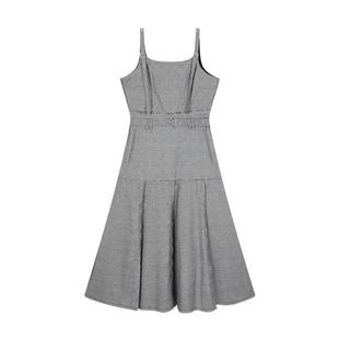 SLY 冬季新品气质淑女风腰带吊带长款连衣裙女030HAY33-4651