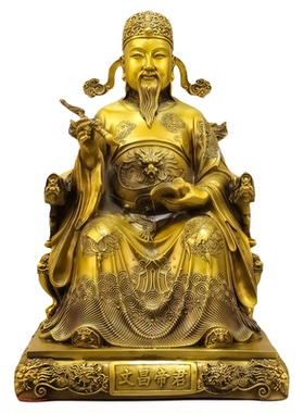 纯黄铜文昌帝君神像摆件