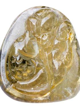 老坑双面雕晶体通透绿碧玺吊坠