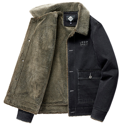 吉普衣服男羊羔绒潮流工装夹克