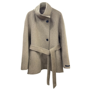 栗子棕立领短款牦牛绒双面羊毛大衣女25秋冬新款韩版气质毛呢外套