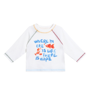 小O爸男婴童 宝宝长袖t恤2026新款春秋薄款字母卡通婴儿白色上衣