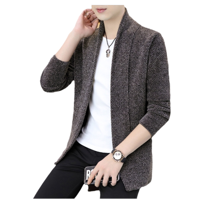 春秋新款男士毛衣中长款针织开衫