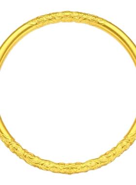 足金包银卷草纹金手镯999女