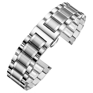 手表带钢带男女适配浪琴天梭天王DW罗西尼精工劳力士蝴蝶扣表链