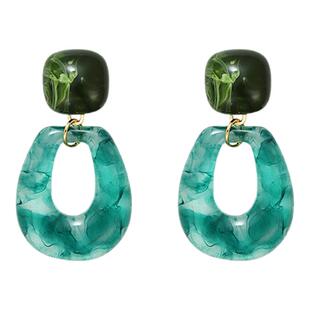 EXHIBITION 小清新绿色耳钉女ins简约气质耳环小众高级感韩国耳饰