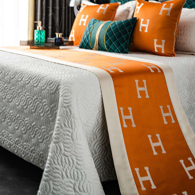 床旗床尾巾高档奢华新中式酒店床上用品抱枕家用中式床搭垫装饰条