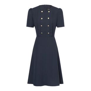 Scofield女装海军风双排扣连衣裙优雅收腰裙夏季裙子