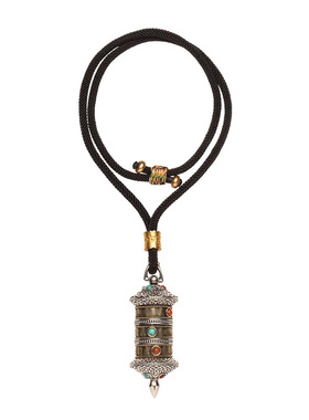 吉祥转运转经轮六字真言吊坠项链男挂件个性潮复古小众空心可转动