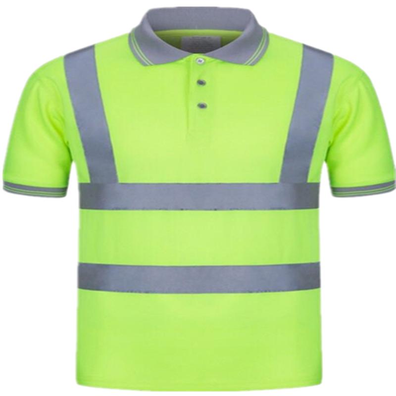 反光T恤安全服速干现货道路制服插边工作装短袖翻领衫包邮