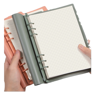 a5活页本软皮活页夹6孔空白记事本简约大学生考研软壳可拆卸不硌手网格本方格高颜值手账本康奈尔笔记本本子