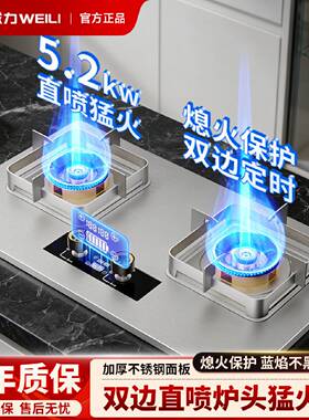 威力燃气灶5.2KW大火力熄火保护煤气双灶家用天然气液化气猛火灶