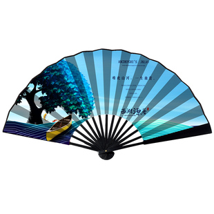 个性来图定制广告扇子印刷宣传国潮图片二维码宣纸绢布双面印刷