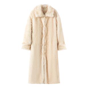 Invertebrate无脊椎冬季女长款加厚毛大衣仿水貂毛皮草外套大衣