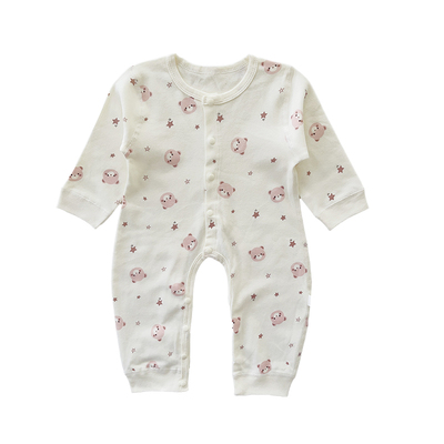 婴儿衣服纯棉a类长袖开裆连体衣