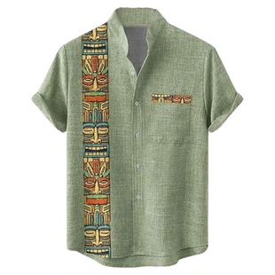 shirt印花短袖宽松上衣休闲衬衣男士衬衫男装衣服