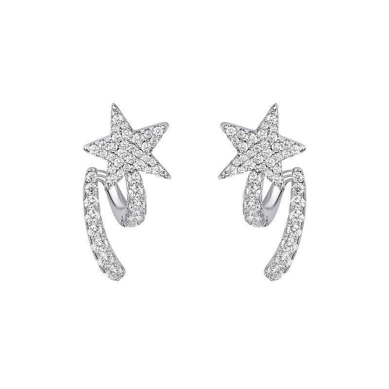 【自营】HEFANG Jewelry/何方珠宝流星飘带耳钉 熠熠星光浪漫灵动