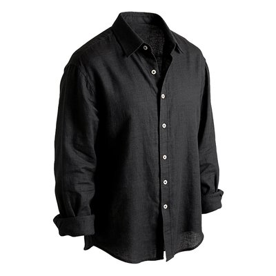 LUUD 新贵儒雅莱赛尔天丝混纺长袖衬衫雅奢老钱风翻领衬衣外套男