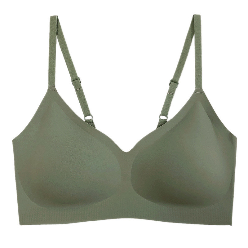 薄款无痕内衣女背扣式无钢圈聚拢裸感透气乳胶垫片吊带调整型文胸