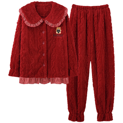 红色情侣长袖保暖家居服