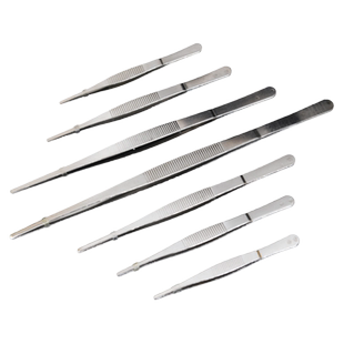 医用镊子敷料镊夹子拔毛手工园艺假睫毛不锈钢加厚防滑圆弯头镊