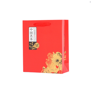 中国茗茶手提袋红茶白卡纸袋绿茶礼品通用茶叶罐茶叶包装袋子长信