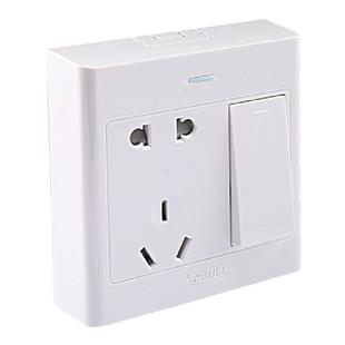 公牛明装开关插座面板一开5孔五孔单控带开关明线明盒86型家用