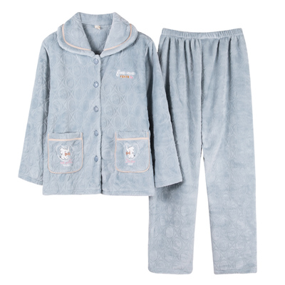 秋冬季珊瑚绒睡衣女士