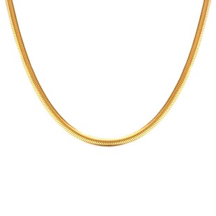 升级保色钛钢镀18K金颈链 宽边蛇骨链项链欧美简约短款气质锁骨链