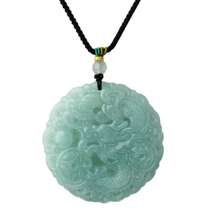 天然A货翡翠糯种翠龙呈祥玉牌吊坠男女款送亲友生日礼物