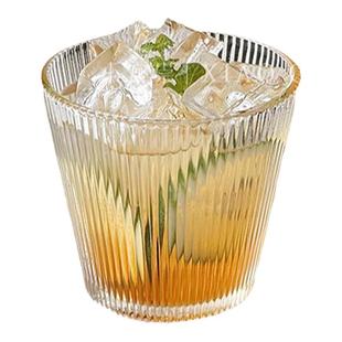 日式复古简约条纹玻璃杯ins茶杯果汁杯咖啡杯喝水杯牛奶杯酒杯子