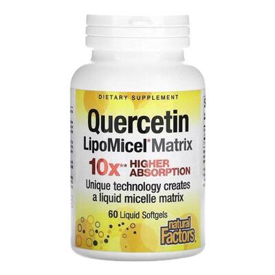 Natural Factors LipoMicel槲皮素液体软胶囊高吸引率技术血管健