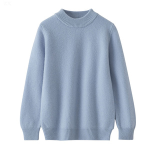 贝洲男童女童半高领加厚100%羊毛衫针织毛衣保暖打底衫秋冬羊绒衫