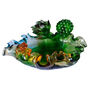 御品坊古法琉璃莲花和谐果盘供碟供盘佛具创意家居装饰品摆件包邮