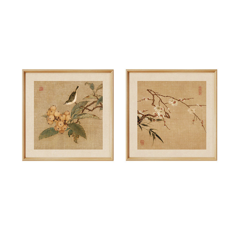 【新中式风】枇杷山鸟图客厅挂画