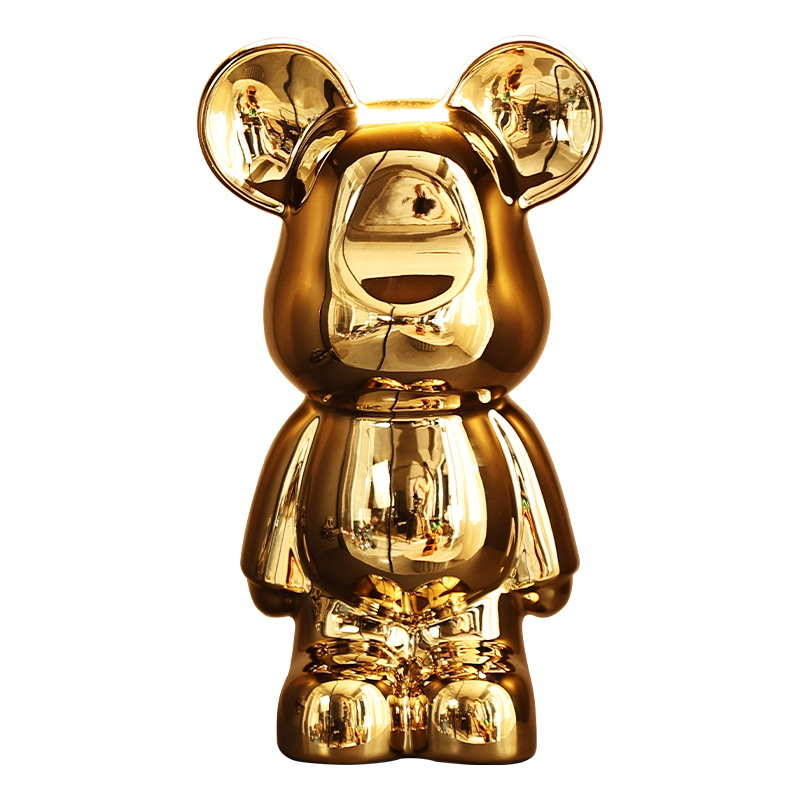 网红暴力熊客厅小摆件高端大气上档次玄关陶瓷电镀电视酒柜装饰品