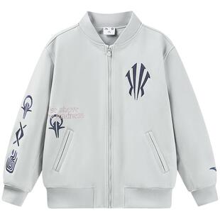 欧文系列|安踏儿童男童针织运动上衣2026春季新款翻领棒球服外套