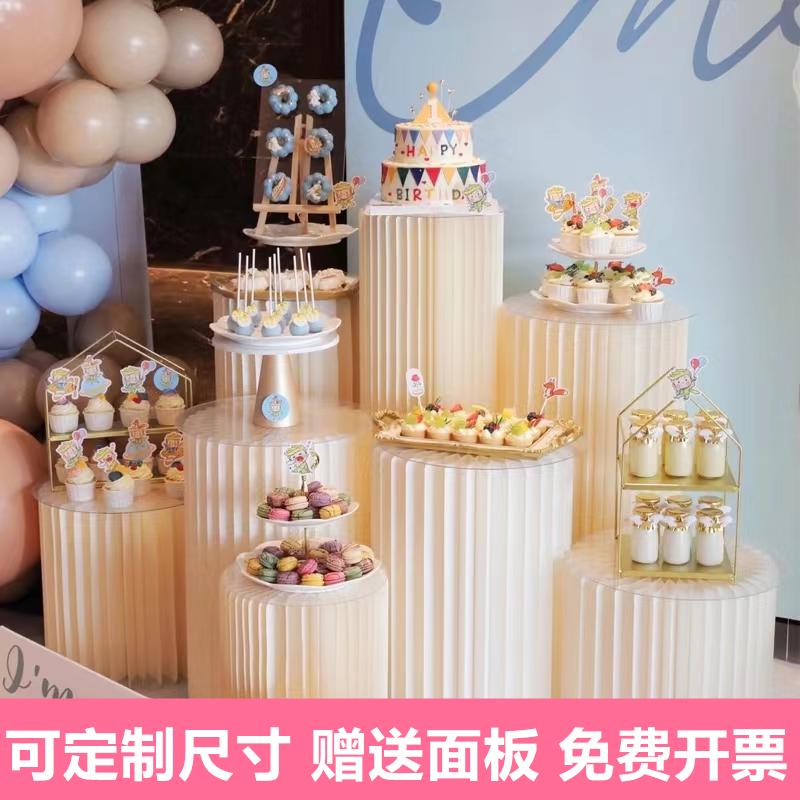 婚庆道具纸质折叠罗马柱橱窗气球派对中岛桌甜品台商品陈列展示台