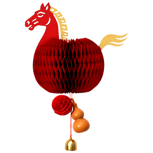 新年立体灯笼挂饰2026马年蜂窝球挂件福字马装饰春节过年氛围布置