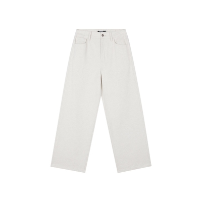 Oneup白色日系长裤莱赛尔亚麻高级直筒休闲裤宽松弛感通勤裤子女