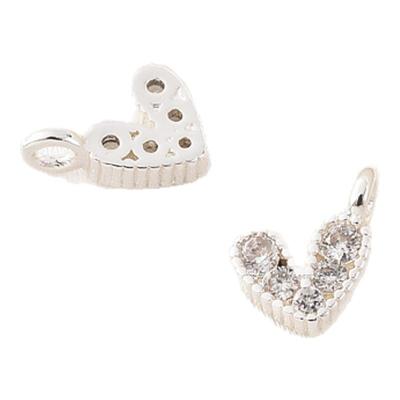 铜镀厚银保色桃心吊坠吊饰