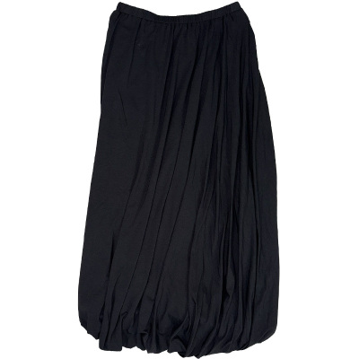 全棉不规则褶皱花苞直筒半裙