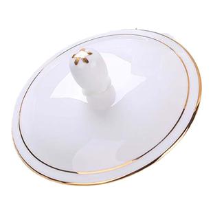 酒店宾馆陶瓷茶杯盖子骨瓷金边商务水杯盖办公会议杯家用杯子配件