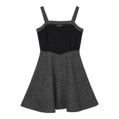 飘蕾拼色吊带连衣裙2024冬季新款